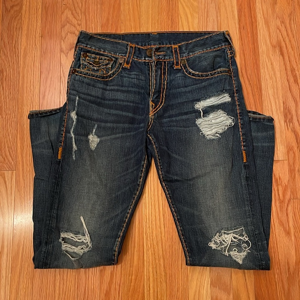 True Religion Dark Blue Straight Leg Jeans
